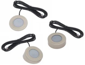 ROUND UNDER CABINET LED MAINS KITCHEN CUPBOARD LIGHT KIT COOL WHITE WARM WHITE - Picture 1 of 15