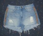 Jeans Shorts Hotpants blau seitlich Streifen Gr. 34 Coachella H&M zerrissen