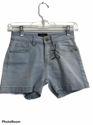 2 Blue Jean Shorts Blue Stretch Light Wash 5 Pocket Classic Denim Juniors 1 New - Image 1 of 4