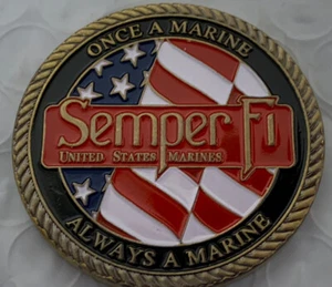 * US Marine Corps Challenge Coin Semper FI USMC Core Values Marine Collectible - Picture 1 of 2