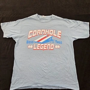 Corn Hole Legend Light Blue Short Sleeve Cotton T-Shirt Men's XL - Picture 1 of 8