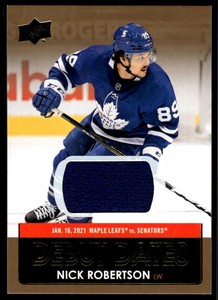 2021-22 Upper Deck Debut Dates Gold Jersey Nick Robertson #DD-15