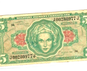$5 "MILITARY PAYMENT" (SERIES 541) "MILITARY PAY" (SERIES 541) $5 RARE NOTE!! - Picture 1 of 3