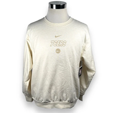 Nike Standard Issue 76ers Mens Sweatshirt Cream Heathered Ivory Crew L New Cover