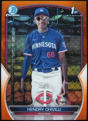 2023 Hendry Chivilli 1st Bowman Chrome Orange #/25 Twins BCP-236 - Image 1 of 2