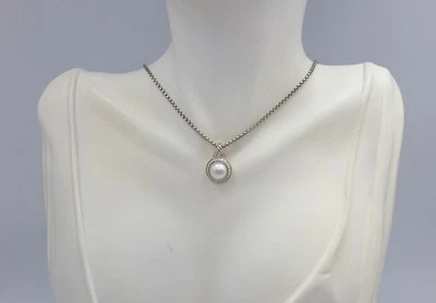 Collar DAVID YURMAN 8mm Pequeño Cerise Perla y Diamante Plata 925 17" Foto 1 de 4