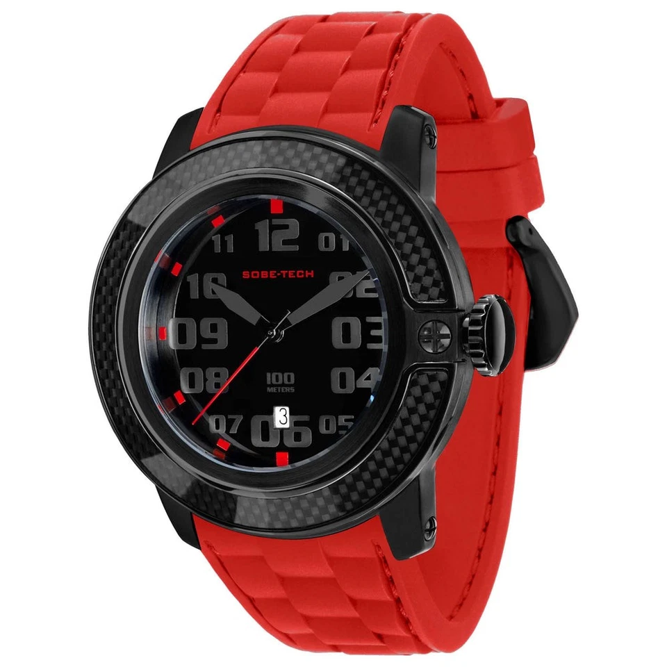 Reloj Glam Rock Hombre SoBe Hecho en Suiza Rojo Goma Cuarzo 50mm GR33002 Foto 1 de 1