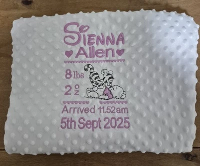 Personalised Embroidered Baby Blanket. Popcorn/dimple  - Image 1 of 4