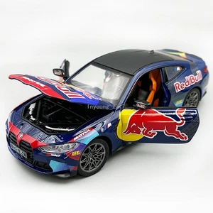 Coche modelo BMW M4 1:24 Red Bull librea diecast coches de juguete puertas luz abierta sonido - Imagen 1 de 7
