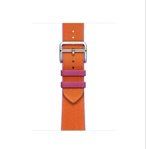 Hermès Apple Watch Twill Jump Single Tour Strap Orange Rose Mexico 41mm Band - Picture 1 of 9