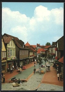 Soltau, Ansichtskarte, Belebte Fußgängerzone mit Statue  - Picture 1 of 2