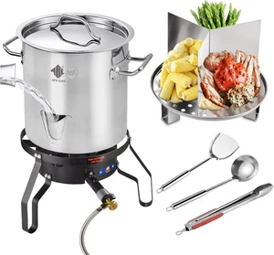 Pentola Vaporiera 52QT in Acciaio Inox con Bruciatore a Propano Portatile per Cucina da Esterno - Foto 1 di 6
