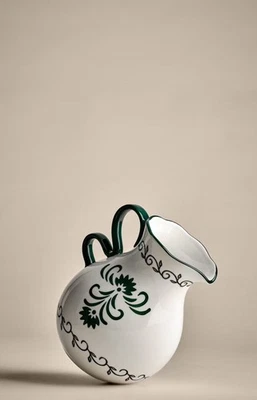 Marks & Spencer Green And White Hand-Painted China Jug - Image 1 of 4
