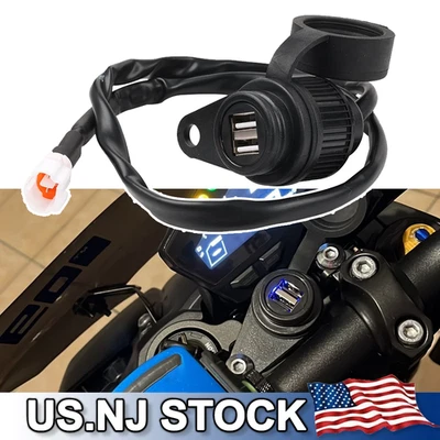 Dual USB Charger Socket Adapter For YAMAHA FZ09 MT-09 Tracer 900 GT XSR900 - Image 1 of 4