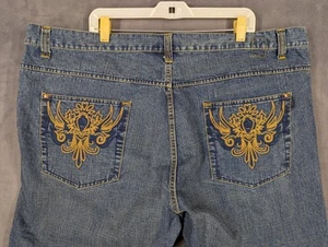 Vintage 90s Kani Gold Mens 46x32 Blue Jeans Denim Hip Hop Y2K Embroidered - Picture 1 of 13