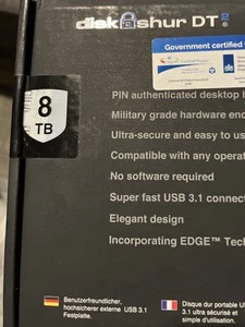 iStorage diskAshur DT2 8TB Desktop External Encrypted Hard Drive NEW - Afbeelding 1 van 10