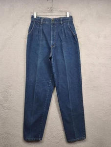 Pantalones de mezclilla vintage Avon para mujer 28x32 azul pierna cónica mamá plisados tiro alto lavado oscuro - Imagen 1 de 13
