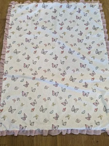 The Peanut Shell Baby Blanket Butterfly Pink Minky Swirl Fur Tulle Trim - Picture 1 of 5