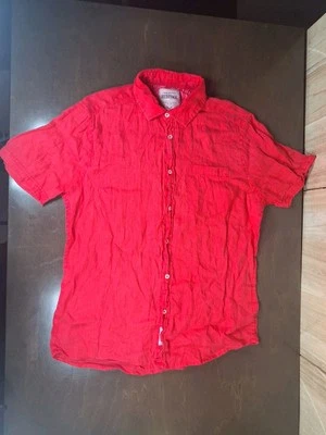 Camisa Report Collection Heritage 100 % lino para hombre talla grande botón delantero roja Foto 1 de 4