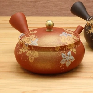 Kyusu Japanese Teapot TOKONAME KUTANI WARE Gold Grape Budo Ceramic Mesh Japan RD - Picture 1 of 4