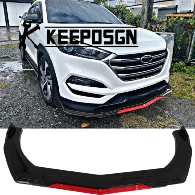 For Hyundai Tucson 2005-2023 Front Bumper Red Lip Splitter Spoiler Gloss Black Foto 1 de 4