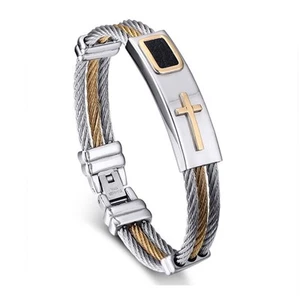 Premium Gold Edelstahl Kreuz Armband - Bild 1 von 12