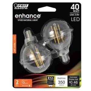 Feit Electric Enhance Vivid Natural 3.8W LED Light Bulb 40 Watt E12 Dim - Picture 1 of 10