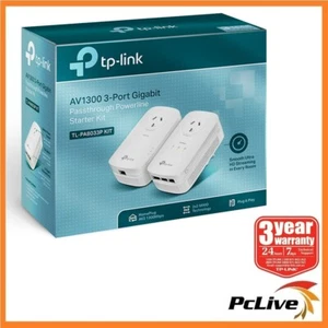 NEW TP-Link TL-PA8033P KIT AV1300 3 Port Gigabit Passthrough Powerline Adapter - Picture 1 of 6