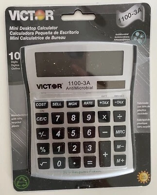 Victor 1100-3A Antimicrobial Compact Desktop Calculator 10-Digit LCD 11003A - Image 1 of 3