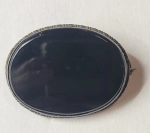 "Broche Alemán De Colección Óix Negro Ovalado Firmado Alemania Esterlina 1,25" - Imagen 1 de 5