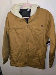 Amplify Trucker Jacket Boys Size XL 18/20 Toasted Pecan Tan Beige Knit Hood - Picture 1 of 7