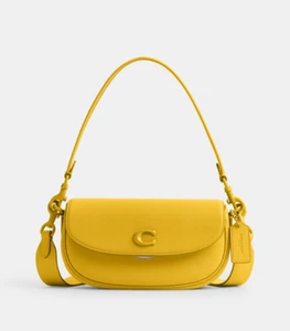 Coach Emmy Saddle Bag 23 CANARY Glovetanned leather Inside zip pocket Pushlock - Picture 1 of 7