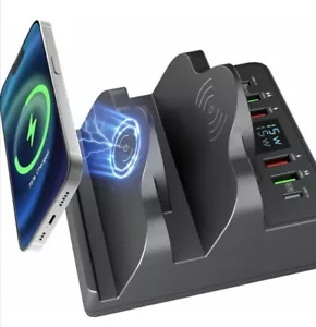 Multi-Charging Dock Wireless Cellphone Charger Station for iPhone Samsung 8-in-1 - Picture 1 of 7