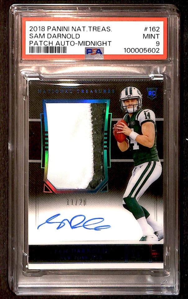 2018 National Treasures Rookie Auto RPA Midnight /20 Sam Darnold PSA 9 R6220J - Image 1 of 2
