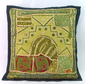 Vintage Look Pillow Cover Multi-Color Tapestry Patchwork Embroidery. i17-305 - Picture 1 of 7