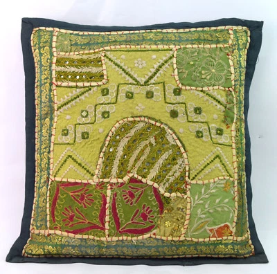 Vintage Look Pillow Cover Multi-Color Tapestry Patchwork Embroidery. i17-305 - Image 1 of 4