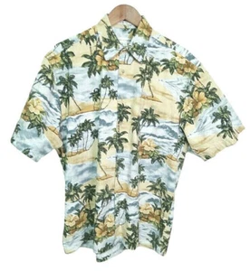 Vintage Pierre Cardin Hawaiihemd LG Ocean Island Palmen Hibiskus 100% Baumwolle - Bild 1 von 5