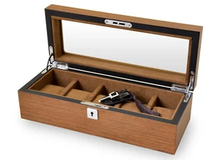 PREMIUM UHRENBOX SCHATULE FUER 5 UHREN WATCHBOX AUS HOLZ MIT GLASS UHRENVITRINE - Bild 1 von 8