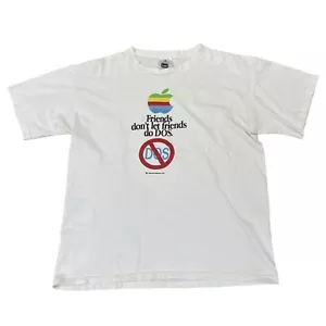 Vintage Mac Apple Computer Friends Don’t Let Friends DOS T-shirt 1991 Sz Large - Picture 1 of 3