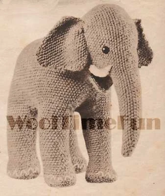 Knitting Pattern Cute Little Toy Elephant. Vintage 1940s Make From Oddments - Image 1 of 2