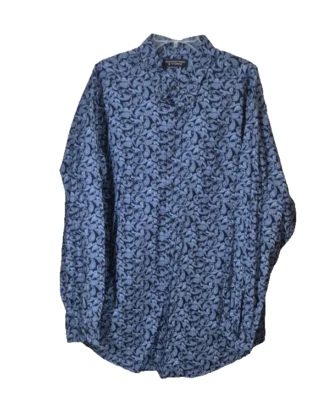 Camisa Roundtree & Yorke Para Hombre 2XT Azul Paisley Manga Larga Con Botones Foto 1 de 4