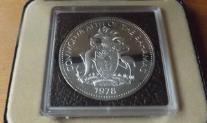 Bahamas British Silver Large $10 Dollar Coin 1978 Proof Grade Cased COA Scarce. - Picture 1 of 5