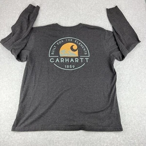 Carhartt Men's 2XL Long Sleeve Pocket Logo Crew Neck Shirt Workwear Gray. Back - Picture 1 of 6