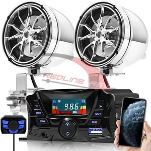 Bluetooth Motorcycle Audio Stereo Speakers System Honda Yamaha Kawasaki Harley - Picture 1 of 11