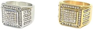 Anillo de diamantes Hiphop enchapado en oro real 18K plata acero inoxidable joyería meñique - Imagen 1 de 1
