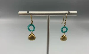 Pendientes colgantes de lágrima enchapados en oro de ley, color aguamarina - Imagen 1 de 4
