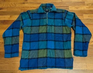 Vintage Campus Poncho Pullover - SMALL - Checkered Plaid Talon Zipper - Flaw! - Picture 1 of 24