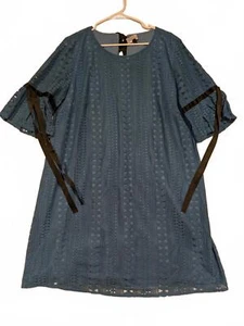Eloquii blaues Damenkleid mit Ösen und Bändchendetail Größe 18 - Bild 1 von 10
