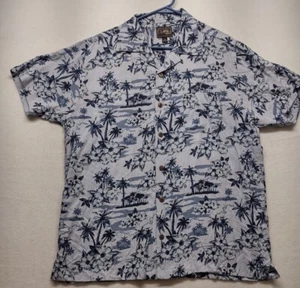Steve and Barry's Shirt Mens XL Classic Hawaiian Floral Blue Palm Trees Hibiscus - Picture 1 of 8
