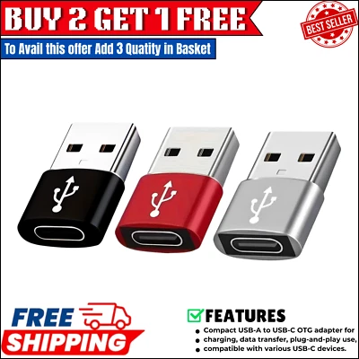 6A USB OTG Adapter USB 3.0 A Male To Type C Female Converter Fast Charger 120W - Image 1 of 4